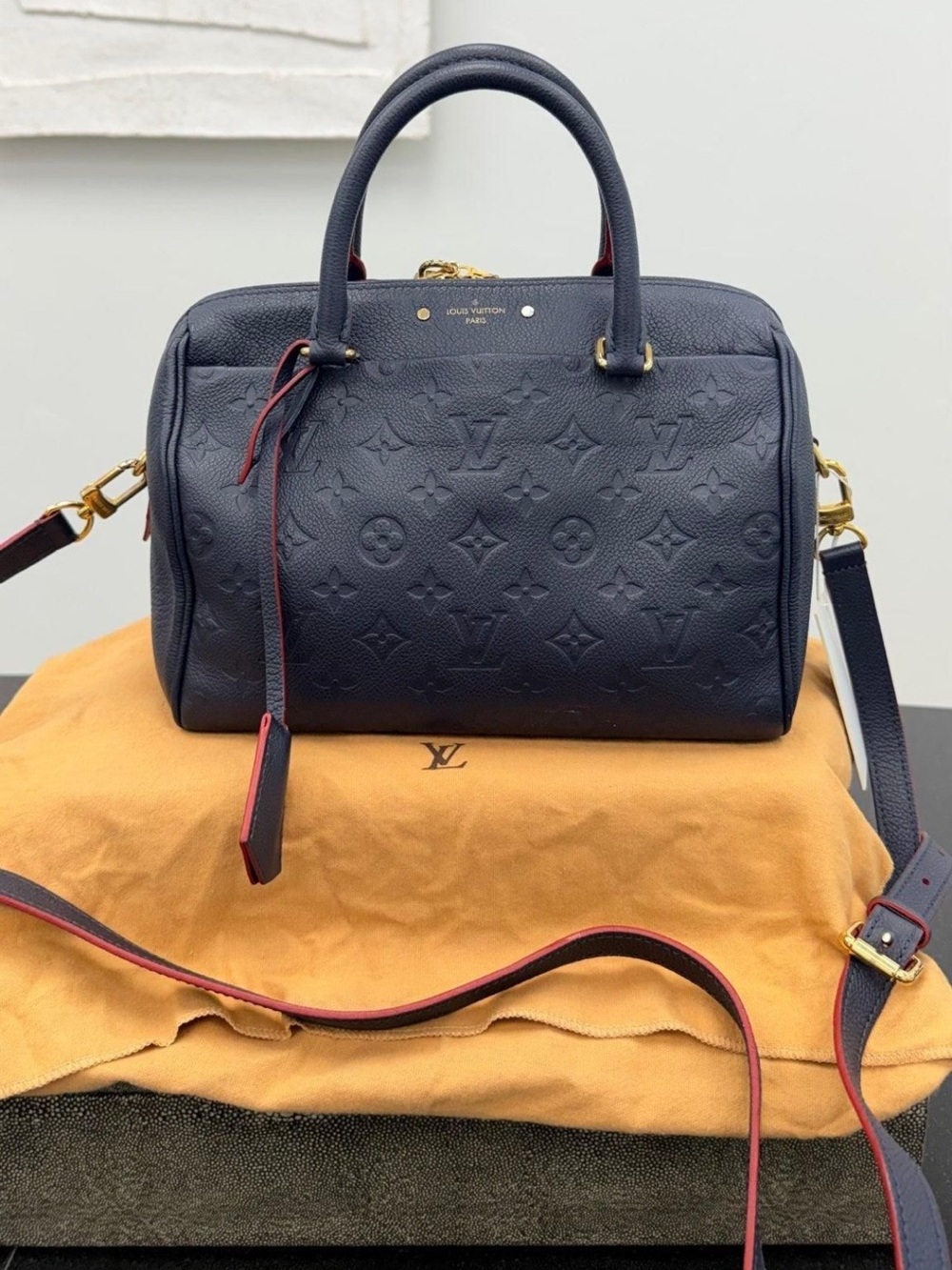 Louis Vuitton Navy Monogram Empreinte Speedy Bandouliere 25
